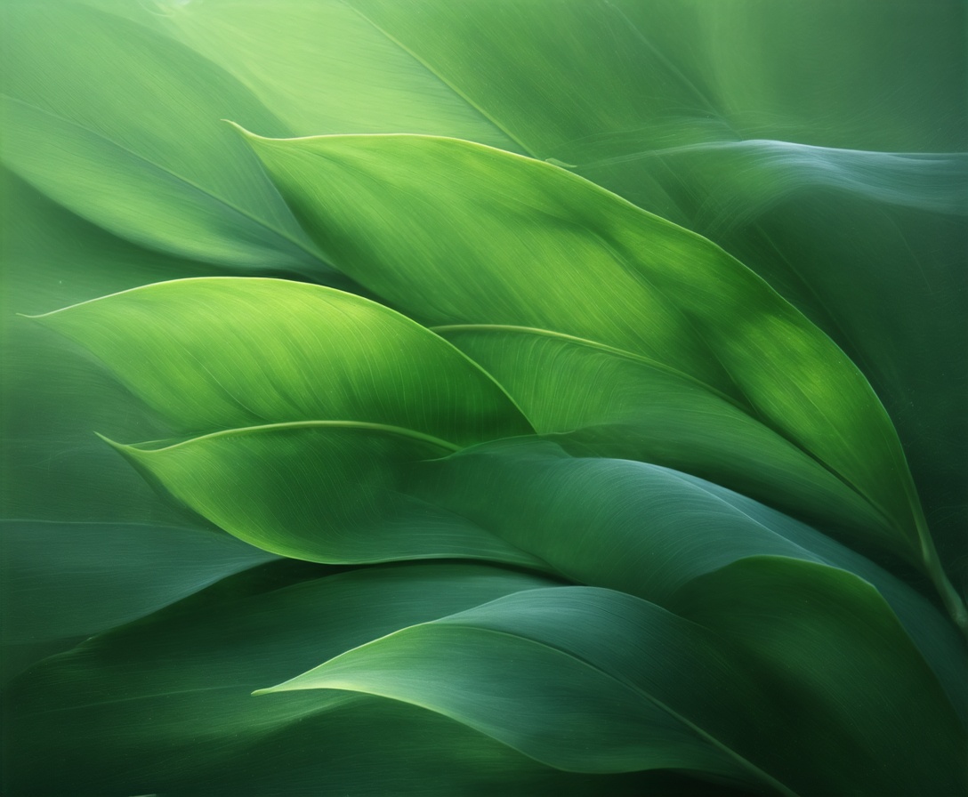 An abstract artistic image of green leaves symbolizing growth and privacy protection
